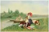 Galaup, Bourgeois Maidens in a River Landscape, oil on canvas