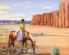 Carl Glen Bray, Desert Rider, oil on board