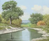 Jerry Ruthven, Texas River Landscape, oil painting on canvas