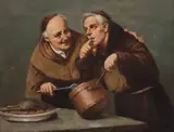 Raffaele Frigerio, Two Jovial Friars in the Kitchen, oil on canvas