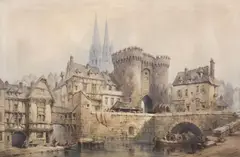 La Porte Guillaume with Chartres Cathedral by Neil Stuart Crichton, watercolor on paper, sold Mar 2026