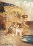 Montagu Barstow, Curiosity, print with oil paint embellishment on canvas