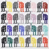 Pedro Friedeberg, Perros, silkscreen print in colors on paper