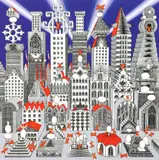 Pedro Friedeberg, Ciudad de un Millon con 25 Huevos Duros (City of a Million with 25 Hard-Boiled Eggs), silkscreen print in colors on paper