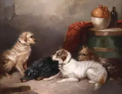 George Smith Armfield, Four English Sporting Dogs, oil on board
