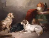 George Smith Armfield, Four English Sporting Dogs, oil on board