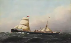 Antonio Jacobsen, S.S. Hermes Under Sail in Rough Waters, oil on canvas