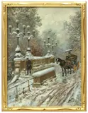 G. Salvi, Horse-drawn Carriage on Snowy Street, oil on panel