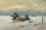 Fidenzio De Angeli, Ritorno Dalla Caccia (Return from the Hunt), oil on canvas