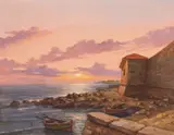 Rossi Roberto, "Tranditto sul Mare con Livorno (Transferred by Sea to Livorno), oil on canvas