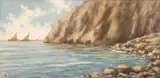 Artur Rivers, Seascape with Rocky Shoreline, oil on panel