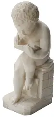 Antonio Canova, Seated Child Writing on Tablet, Continental carved alabaster sculpture