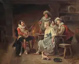 Luigi Giorgio Baldero, Tavern concert with a lute player, oil on canvas