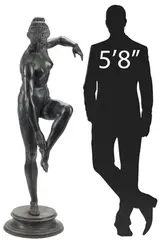 Ferdinando de Luca, Allegorical Female Nude Bather, Life-sized patinated bronze sculpture
