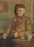 Francesco Torsegno, Elderly Man Smoking a Pipe, oil on canvas