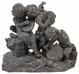 Astiride Petrilli, Three Putti Musicians, Patinated bronze sculpture