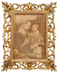 Filippo Lippi, Madonna with Child and Two Angels, Italian Renaissance style hand-colored print on paper