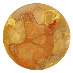 Elan Vital, Swirling Golden Composition, circular acrylic on canvas