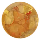 Elan Vital, Swirling Golden Composition, circular acrylic on canvas