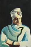 Emidio Navarra, Magician and Entwined Snake, oil on board