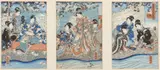 Utagawa Kunisada, Sakurazuki (The Third Month), woodblock triptych on paper