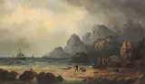 Millson Hunt, Fishermen Pulling in the Nets, oil on canvas