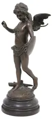 August Moreau, J.B Deposee, Bronze Garanti Paris, Patinated bronze figural sculpture