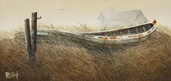 Ken Fleisch, Abandoned Rowboat in a Grassy Field, oil on canvas