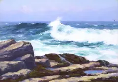 Francis Dixon, Seascape with Breaking Waves, oil on board