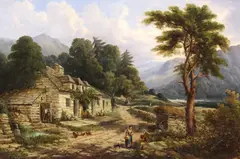 Thomas Thomas, View near Beddgelert, oil on canvas laid on board
