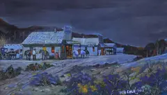 Max Bush Cole, Western Street Scene at Dusk, oil on canvas