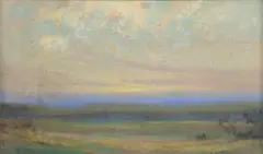 Hale William Bolton, Landscape at Dawn, oil pastel drawing on paper