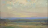 Hale William Bolton, Landscape at Dawn, oil pastel drawing on paper
