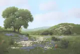Larry Prellop, Texas Hill Country Landscape with Bluebonnets, oil on canvas