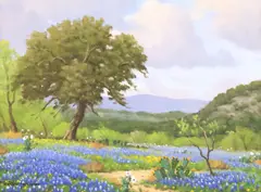 Don Warren, Texas Bluebonnets Landscape, oil on canvas