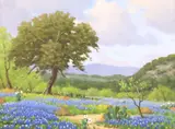 Don Warren, Texas Bluebonnets Landscape, oil on canvas