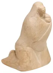 Allan Capron Haozous Houser, Kneeling Mother with Child, Carved alabaster sculpture
