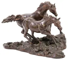 Lanford Monroe, Morning on the Plains, 1992, Patinated bronze equestrian sculpture