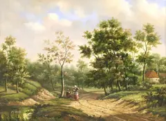 Martin Beale, Village Landscape, oil on canvas
