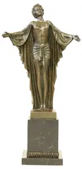 Ferdinand Preiss, Spring Awakening, Art Deco style patinated bronze figural sculpture