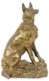 Thomas François Cartier, Seated German Shepherd, Patinated gilt-bronze sculpture