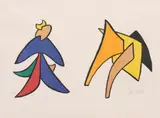 Alexander Calder, Lune Jaune et Porc Qui Pique (Yellow Moon and Prickly Pig), lithograph in colors on Rives paper