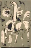 Robert Helmer, Horse and Sun, linocut in colors on paper
