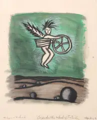 Cupid and the Wheel of Fortune by John Wayne Gacy, lithograph with oil pastel embellishment on paper, sold Jan 2026