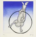 Sergio Hernández, Sin titulo (rabbit and circle), etching and aquatint on paper