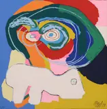 Karel Appel, Abstract Head and Animal, silkscreen print in colors on paper