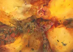 Karin Michele Anderson, Sun Spots, mixed media collage with watercolor on Arches paper