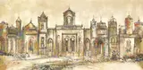 David Brownlow, Architectural Cathedral Facade, oil on Masonite