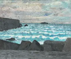 Michael Frary, Sea and Rocks/ Sea and Rocks South of France, oil on board
