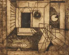 Michael Frary, Abstract Architectural Interior, lithograph on paper